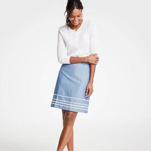 Ann Taylor NWT Chambray Skirt Blue Linen Size 10